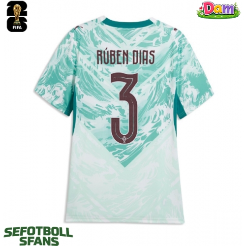 Portugal Ruben Dias #3 Bortatröja Kvinnor VM 2026 Kortärmad